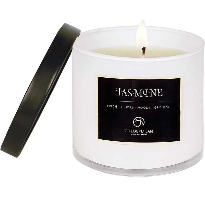 Chloefu LAN Premium Jasmine Scented Candle Gifts for Women, Highly Scented, 7.1oz|45 Hour Long Lasting,All Natural Soy Candles for Home, Small Candle Jar with Gift Box - Image 1